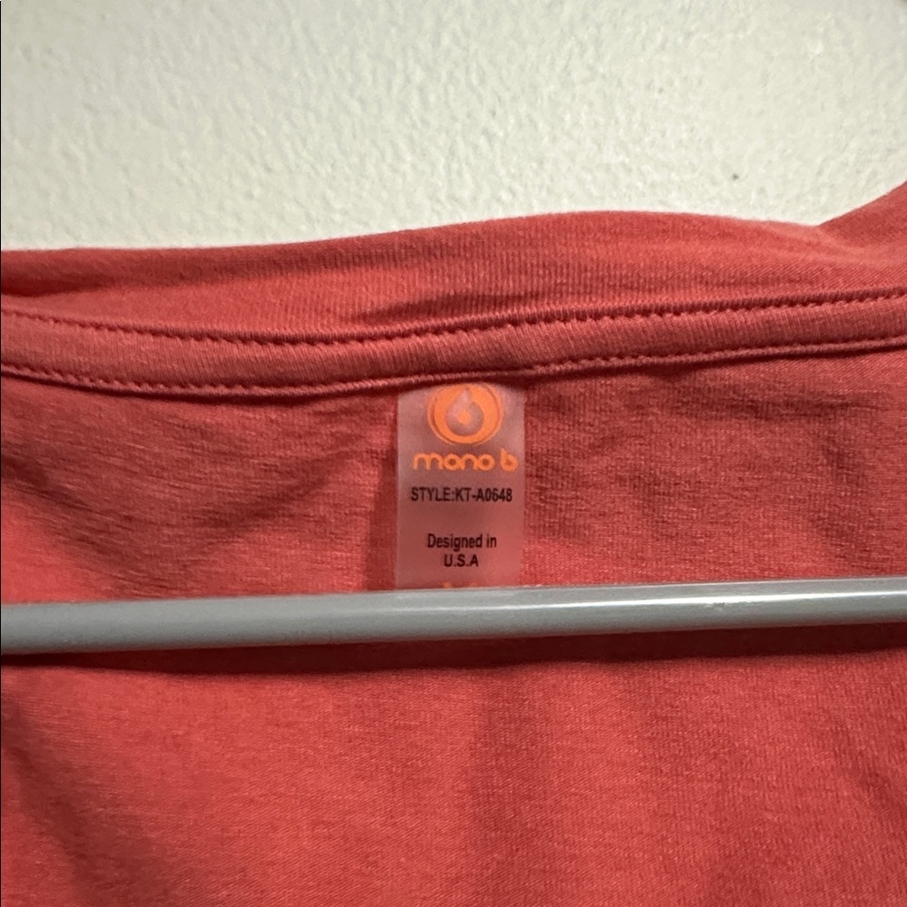 Mono B Women's Red Clay Muscle Tee V Neck - Picture 3 of 4
